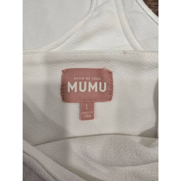 Show Me Your Mumu White Puff Sleeve Bodysuit L Square Neck Stretch One Piece Mad - Picture 2 of 8
